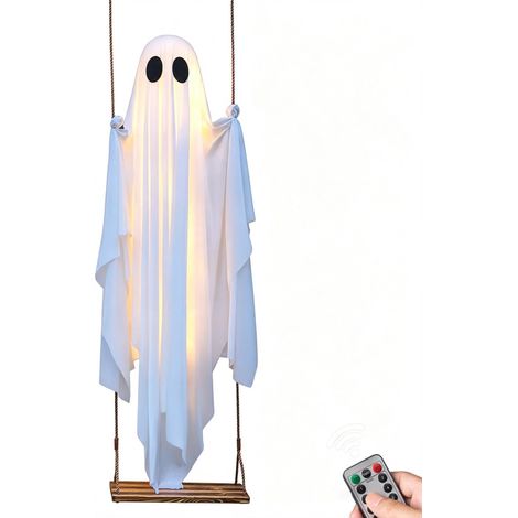 Beyamis Déco Halloween suspendue 1.5m - Fantôme balançoire télécommande LED (1/5)
