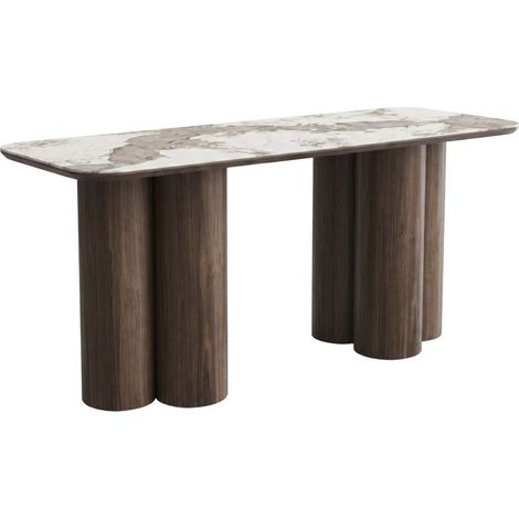 Tavolo da pranzo in legno con piano in ceramica "Zora" - 6 posti - Marrone (1/5)