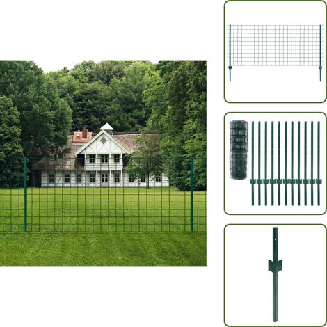 Recinzione in PVC - vidaXL Recinzione Euro 20x0,8 m in Acciaio Verde - Recinzione verde