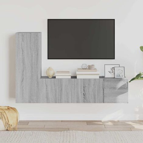 vidaXL 3 Piece TV Cabinet Set Grey Sonoma Engineered Wood (1/5)