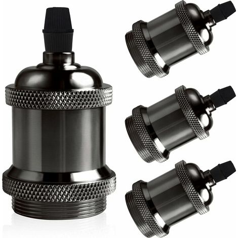 Vintage E27 douille de lampe, Edison retro suspension lampe, Solide céramique adaptateur, Guazhuni 4 Pièces noir perle socket (1/5)