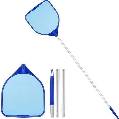 Epuisette Piscine 150/130cm, Écumeur De Feuilles avec Manche Télescopique Et Poteau en Aluminium Stable, Filet Nettoyage pour Spa, Algues Étang de pôle télescopique à trois sections - (1/5)
