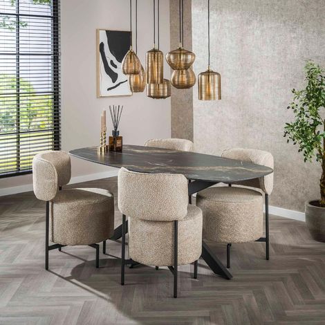 Table à manger ovale en céramique avec pied central DANY (1/5)