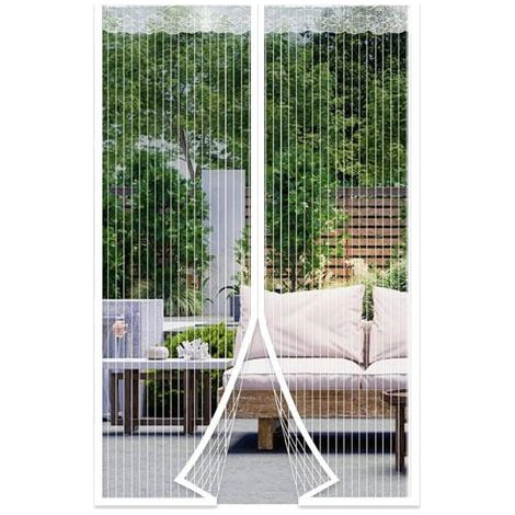 Lot de 1 moustiquaire magnétique blanche 140 x 200 cm, rideau anti-moustiques à mailles ultra fines pour balcon et chambre (1/5)
