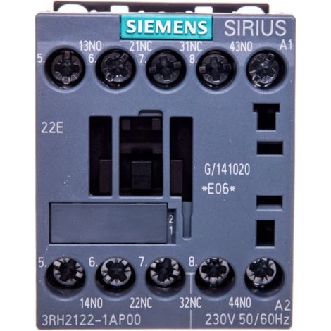 Contactor auxiliar 2NO 2R bobina 230V CA 50-60Hz S00 conexión de tornillo sirius 3RH2122-1AP00