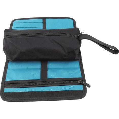Sac à outils enroulable en toile, sac de rangement vide, pochette de rangement zippée avec boucle de suspension pour électriciens, plombiers ou mécani (1/5)