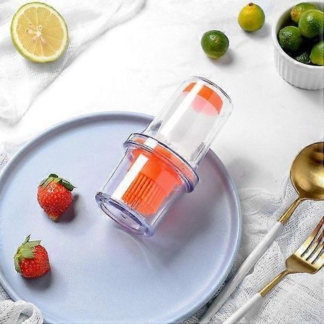 Pinceau à huile en silicone orange avec couvercle, pour flacons d'huile, sauces de cuisine et barbecue, outil de nettoyage pour pots d'huile et cuisine. (1/5)