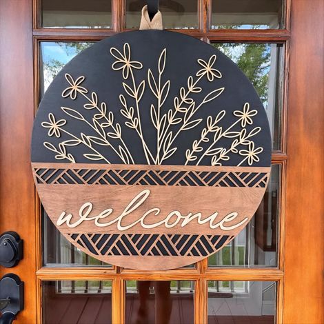 Panneau D'accueil 3D - Ronde En Bois - Décoration Murale Pour Porte D'entrée - Idéal Pour Ferme Moderne - Cadeau D'inauguration De Maison - Lot De 1 (1/5)