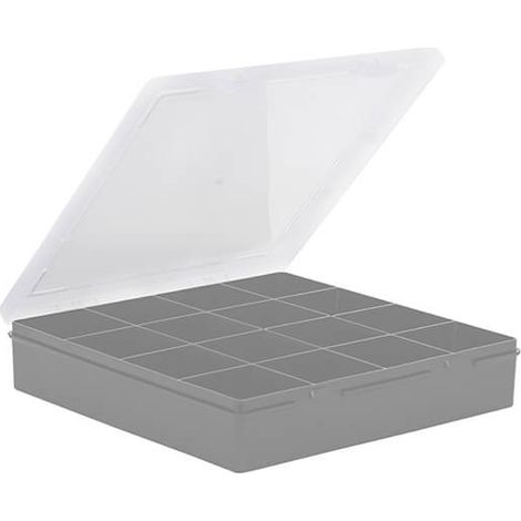 Wham Organiser Box 9.01 Square 23.5cm with 16 Divisions Soft Grey/Clear