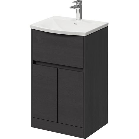 Montego Graphite Grey 500mm 1 Drawer 2 Door Vanity Unit with Arc Basin