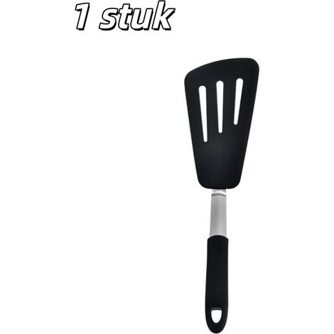 spatule en silicone - Mini spatule flexible - Ustensile de cuisine - Résistante à la chaleur - Idéale pour retourner les œufs, les steaks, les crêpes, etc. - Noire (1/5)