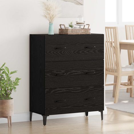 vidaXL Buffet Chêne noir 69,5 x 34 x 90 cm Bois d'ingénierie et fer (1/5)