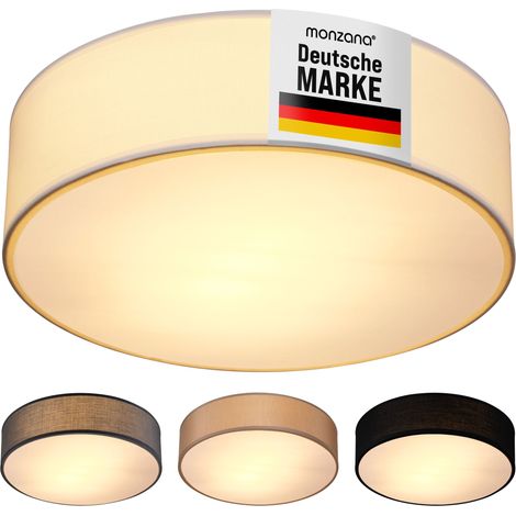 Monzana Lampadario in Stoffa 38 cm Rotondo da Soffitto 2 Fiamme E27 Luce da Soffitto Tessuto per Soggiorno Grigio Nero Tortora Bianco bianco (1/5)