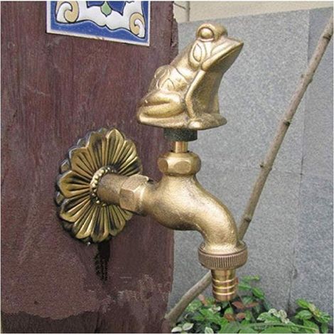 Robinet de Jardin Rétro avec Motif Grenouille, Pour L'extérieur, Doré
