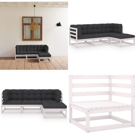 4-tlg. Garten-Lounge-Set mit Kissen Kiefer Massivholz - Garten Lounge Set - Kiefernholzmöbel - Outdoor Möbel - Gartenmöbel - Loungemöbel - Home & Living (1/5)