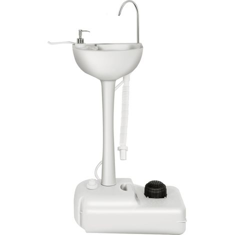 Évier de camping portable 50 x 34 x 102 cm pour lavage mains et vaisselle design pratique en hdpe gris