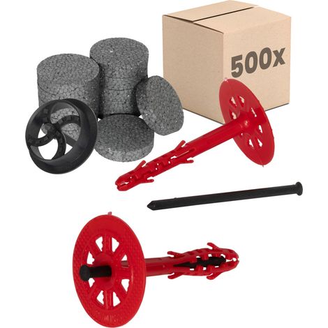 Protektor Chevilles pour isolation Standard - Set Ø10x140mm clou plastique (500 pcs + 600 ronds +1 fraise)