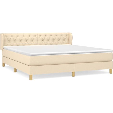 Maison Exclusive - Sommier à lattes de lit avec matelas Crème 160x200 cm Tissu (1/5)