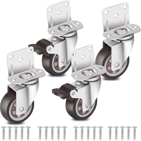 Lot de 4 roulettes latérales en caoutchouc en forme de L de 5 cm pour meubles, lit bébé, cuisine, armoire, table (1/5)