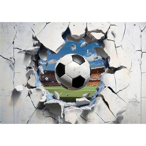 Papier peint enfant garçon football 3D stade intissé 150x105 cm mural chambre enfant petit format (1/5)