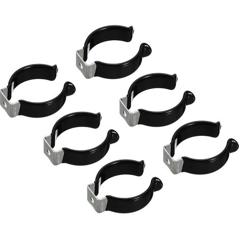 T12 U Clips Support Console pour LED Lumière Ampoule Montage Console Support Inox Acier Fluorescent Tube Support Tuyau Pinces, Noir Paquet de 6 (1/5)