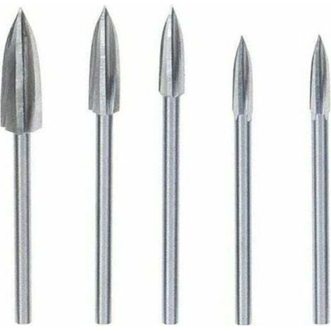 5-teiliges Holzbearbeitungswerkzeug-Set aus Hartmetall, Vollhartmetall-Schleifstahl für Heimwerkerprojekte wie Holzbearbeitung, Schnitzen, Gravieren und Bohren, Silber (1/5)