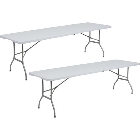 Set di 2 tavoli pieghevoli da viaggio in resina, 240 cm, bianco 7