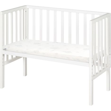 roba Lettino Co-sleeping 2 in 1, Inserto safe asleep 45 x 90 cm e Barriera, Adatto a Tutte le Altezze dei Letti dei Genitori, dalla Nascita, Trasformabile in Panca, Legno Laccato Bianco (1/5)