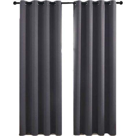 Tende oscuranti - 106 x 160 cm - Tende-camera da letto - Tende da soggiorno - Poliestere - Grigio (1/5)