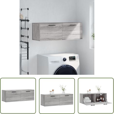 The Living Store Wandschrank Grau Sonoma 100x36,5x35 cm Holzwerkstoff - Wandschrank - Regal - Aufbewahrungsraum - Wohnzimmermöbel - Schlafzimmermöbel (1/5)