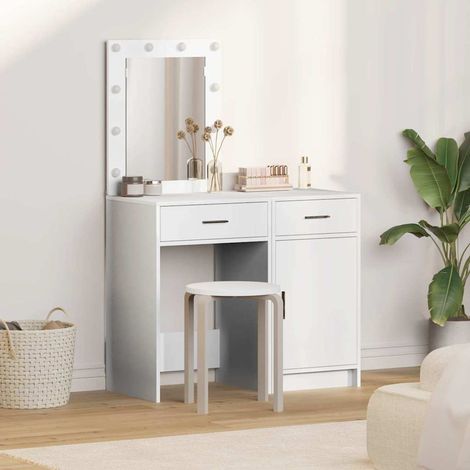 Schminktisch mit Tür 2 pcs Weiß 50 x 41 x 135 cm Holzwerkstoff