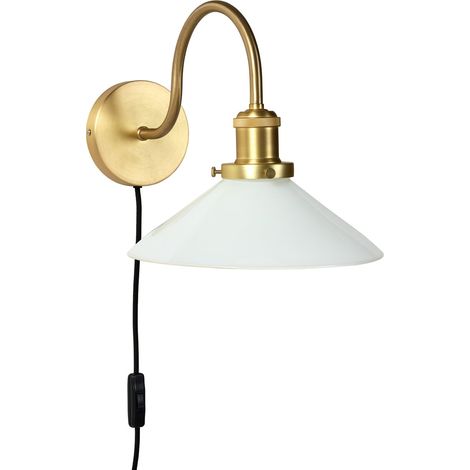 [NEUWERTIG] B-Ware PR Home Wandleuchte Axel Vintage messingfarben Lampe mit Glasschirm opal 25cm
