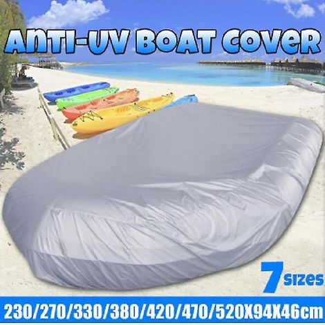 Housse de bateau transportable en toile polyester de qualité marine grise 3, imperméable, résistante, anti-poussière et anti-neige, en caoutchouc. (1/5)
