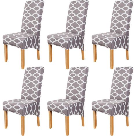 Stretchable Dining Chair Covers, Removable and Washable Elastic Protective Covers for Dining Room, Hotel, Banquet (BTC01 Grey, 6) (1/5)