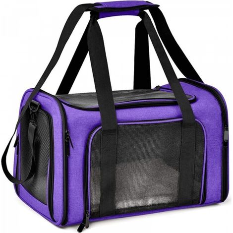 Sac pour animaux de compagnie violet grande taille 45 cm x 30 cm x 30 cm 1 sac de transport pliable pour chat et chien (1/5)