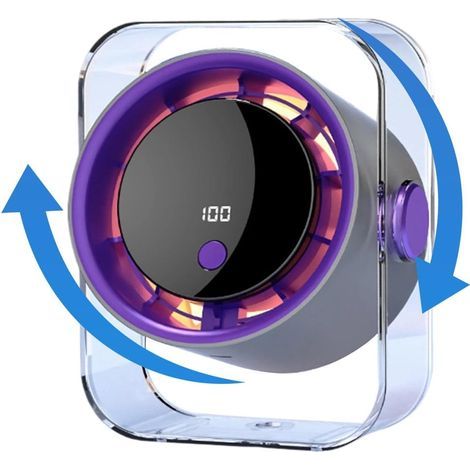 Petit ventilateur de bureau Refroidisseur d'air silencieux – USB rechargeable, 100 vitesses – Ventilateur de bureau portable avec affichage numérique Pour la maison, la cuisine, la chambre à coucher (1/5)