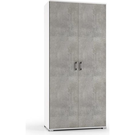 Armadio 90Cm Con Ante Grigio Cemento Multiuso