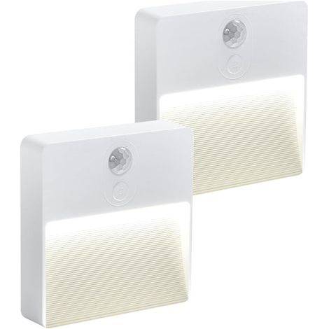 Lot de 2 Veilleuse LED, Capteur Mouvement, Lumière Blanche RVB, Rechargeable, Pour Chambre Couloir Escalier