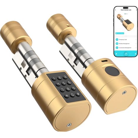 Smart Lock Zylinder, Aluminiumlegierung, geeignet für 35mm-70mm Türen, mehrere Entsperrmöglichkeiten, Bluetooth-Konnektivität, CE-zertifiziert (1/5)