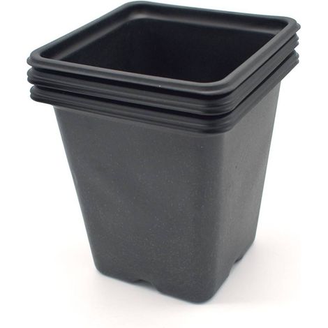 Pack de 5 Godets carrés noir en plastique 11cm