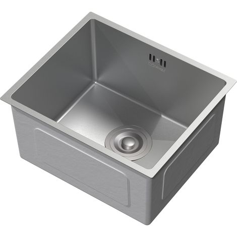 ML-Design Lavello da Cucina 34x40 cm Lavabo da Incasso Argento Rettangolare in Acciaio Inox Lavello Sottopiano a 1 Vasca con Set di Scarico e Troppopieno Vasca Singola con Sifone Lavandino