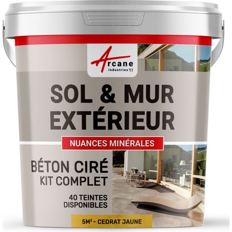 BETON CIRÉ: KIT KUNSTHARZ-BETONBESCHICHTUNG FÜR DRAUSSEN - Böden, Wände, Terrassen, Balkone, Treppen - Cedrat - Jaune - 5 m²-Kit (2 Schichten)
