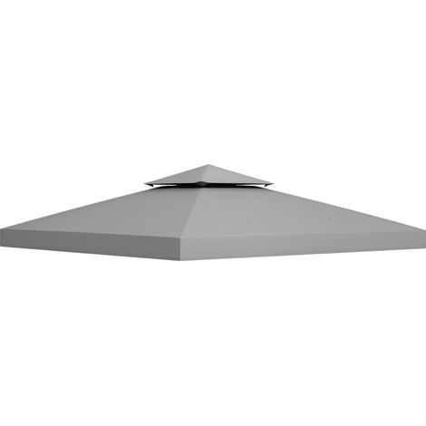 Telo di ricambio per gazebo 3 x 3 m, telo impermeabile con doppio tetto, fori di drenaggio, grigio chiaro.