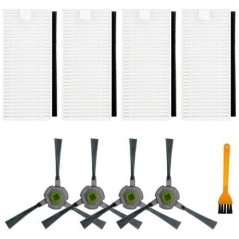 Lot de 8 brosses latérales pour aspirateur robot Lefant U180 M210 Pro M201 L3, 4 brosses latérales, 4 filtres HEPA, 1 brosse de nettoyage (1/4)