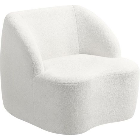 Fauteuil - Asymétrique - Revêtement polaire crème - Mousse haute densité, dossier 13 cm - 1 place (1/5)