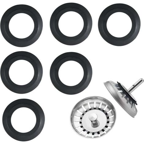 6-Piece Kitchen Sink Seal, Silicone Seal for Filter Baskets, Replacement Rubber Sink Seal, 54mm Outer Diameter, 32mm Inner Diameter, Kitchen Drain Plug Seal (1/5)