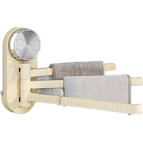 Porte-serviettes mural à ventouse, support réglable à trois bra 14 x 23 x 4 cm, résistant à l'humidité, les petites salles de bain carrelées (1/5)