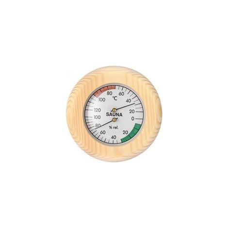 Sauna Klimamesser,Hygromètre pour Sauna,Thermomètre pour Sauna,réglable manuellement,2en1 Mesureur de température et d'humidité pour Sauna,Bois Noble,Diamètre 13,5 cm (1/3)