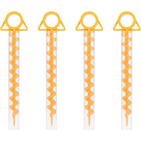 Piquets de tente spirales Ulisem, piquets de tente sardine, piquets de tente spirales en plastique robuste de 30 cm pour tentes, trampolines, animaux avec tube, lot de 4 (1/4)