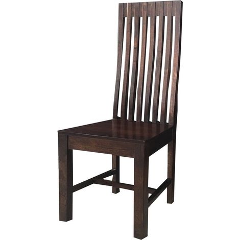 Geneva Long Back Solid Seat Chair (Set of 2) - Mango Wood - Dark Finish